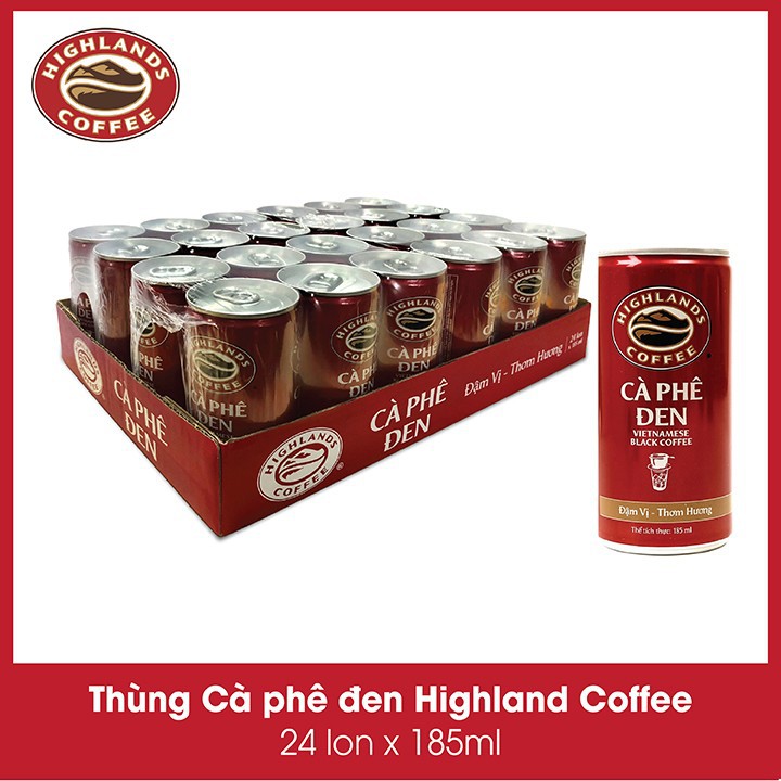 [SenXanh Emart] Thùng 24 lon cà phê đen Highlands coffee (185ml/lon)