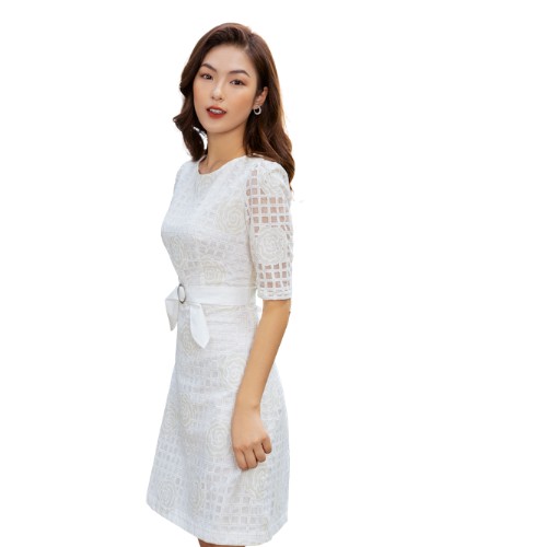 Đầm Ren Chữ A Eo Phối Nơ - D4820002