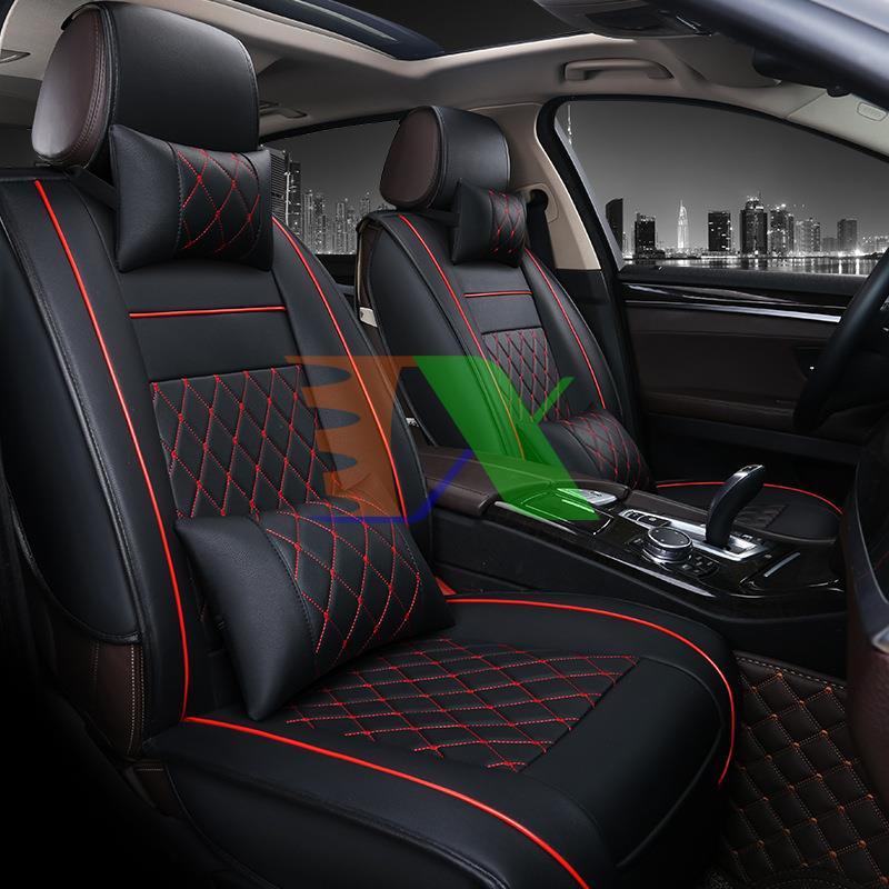 Shirt automobile seat, car seat, leather upholstery car seat A00 (5 Seat + 4 pillow)-black, only red