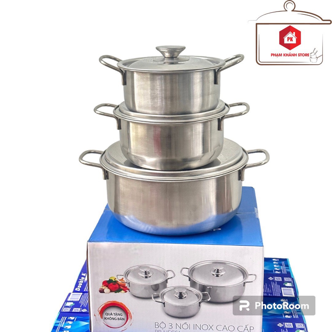 Bộ 3 Nồi Inox Sharp Dùng Được Cho Bếp Điện Từ