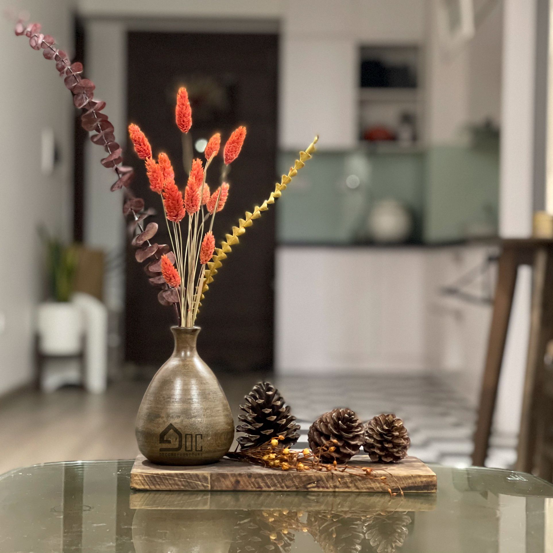 Bình Hoa Gỗ Thủ Công Mỹ Nghệ Cắm Hoa Giả Hoa Lụa Góc Decor