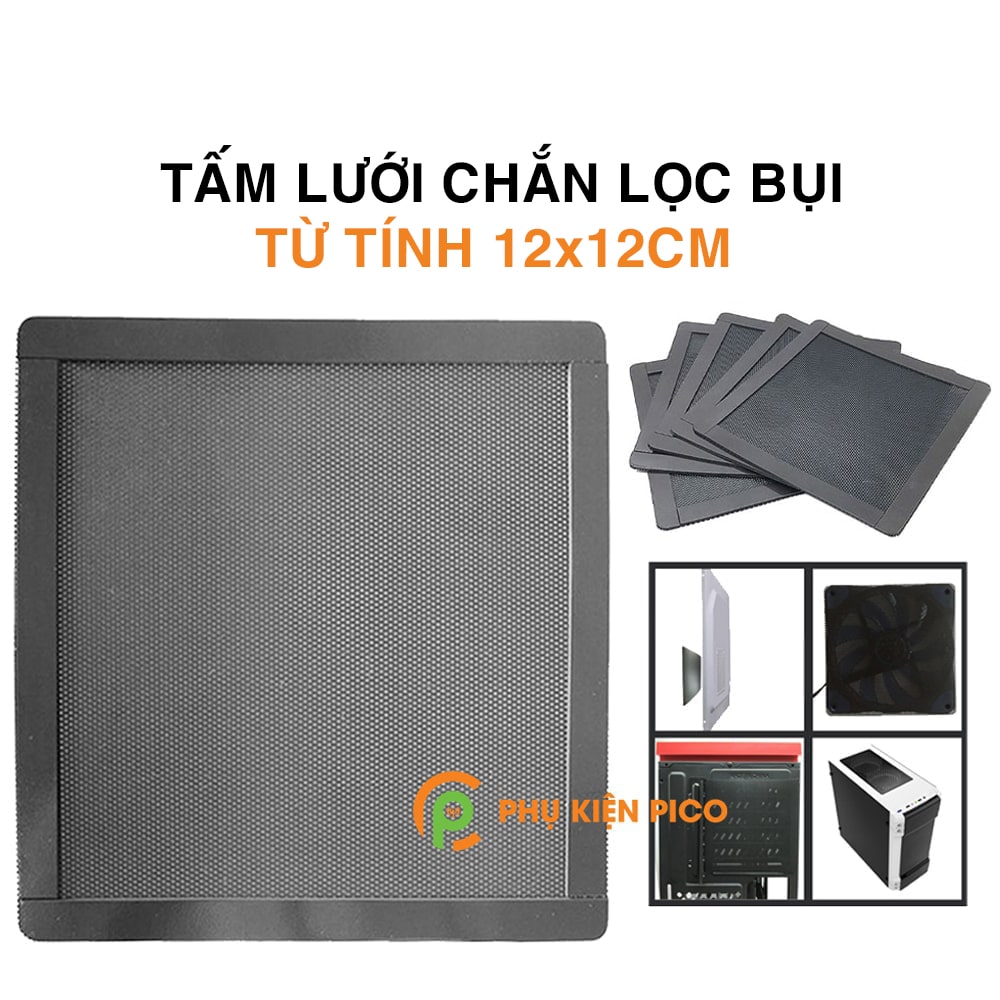 Tấm lưới chắn lọc bụi quạt máy tính kích thước 12x12cm - Lưới từ tính chắn bụi case máy tính 14x14cm 12x24cm