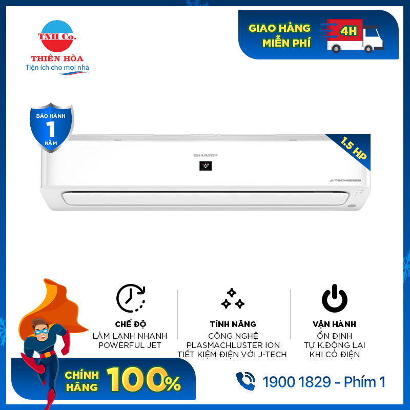 Bảng giá Máy lạnh Sharp inverter 1.5 HP AH-XP13YMW