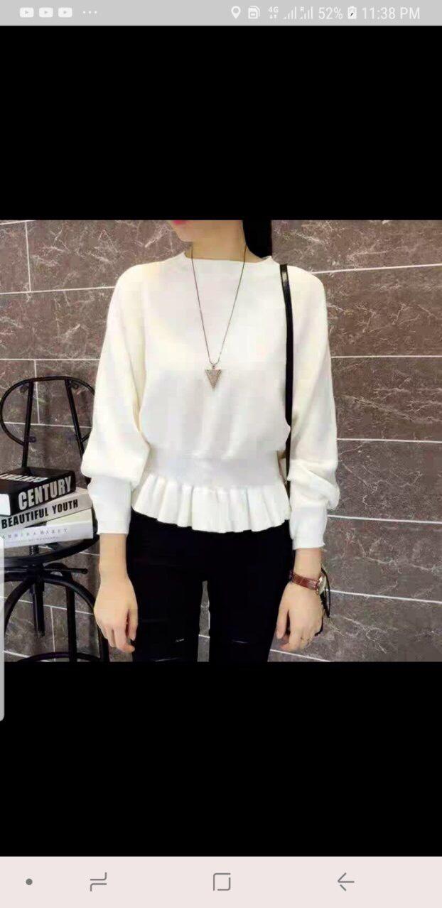 Áo Thun Tay Dài Phối Bo Eo Kết Hợp Phần Đuôi Xếp Li Xòe Nhẹ Nữ Tính TTSL0169