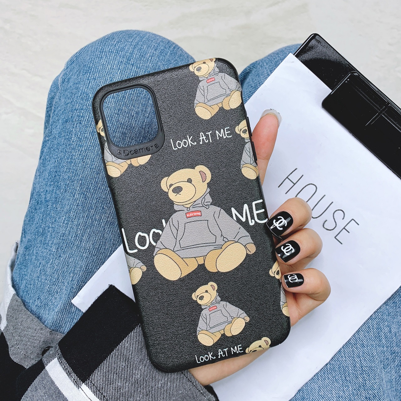 Ốp Lưng Da IMD Look at me Bear