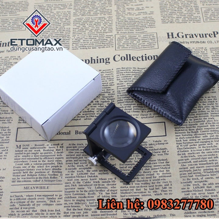 Kính lúp 10X mini  có thước đo
