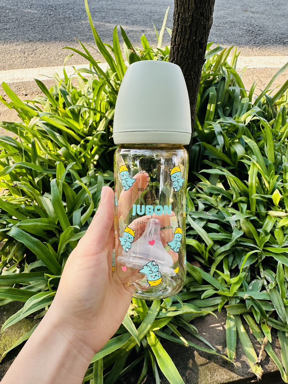 Bình sữa cổ rộng PPSU Jubon 270ML tặng thêm núm ti silicon bình có họa tiết