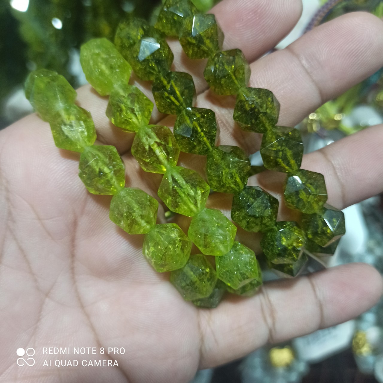 Vòng Tay Phong Thủy Đá Peridot kiểu bát giác