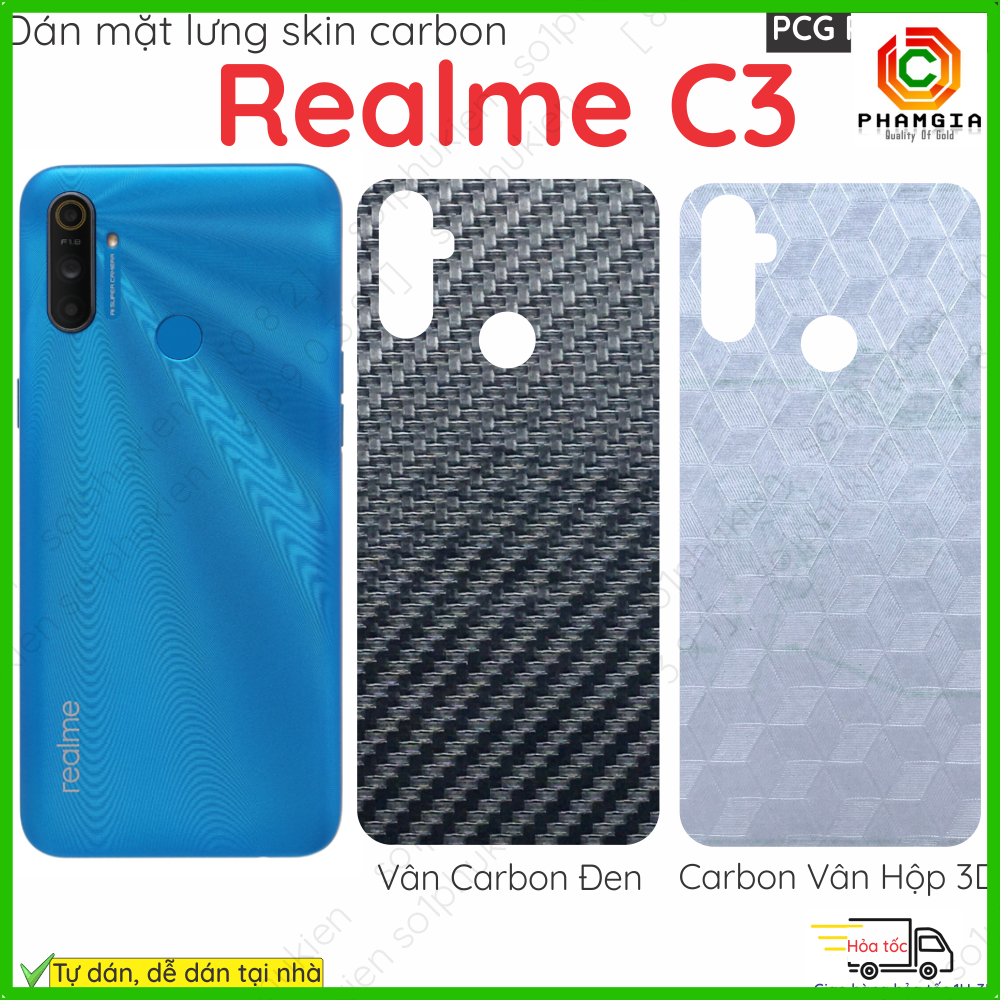 Miếng dán mặt lưng skin carbon Realme C3