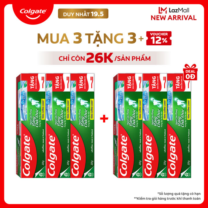 Bộ kem đánh răng Colgate ngừa sâu răng răng chắc khỏe 225g/tuýp