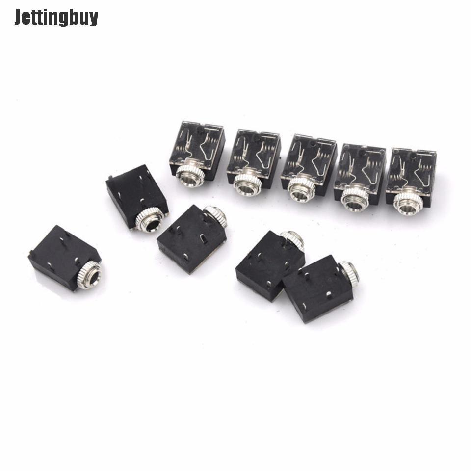 Jettingbuy 10 Chiếc Giắc Cắm Tai Nghe Âm Thanh Nổi 3.5Mm Kèm Đai Ốc 5 Chân Gắn Bảng Mạch In Pcb