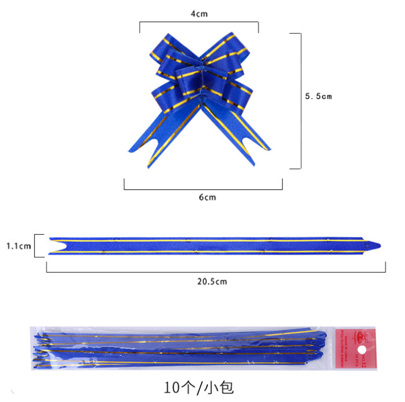 Tệp 10 chiếc nơ rút 1.2cm nơ buộc quà gói quà