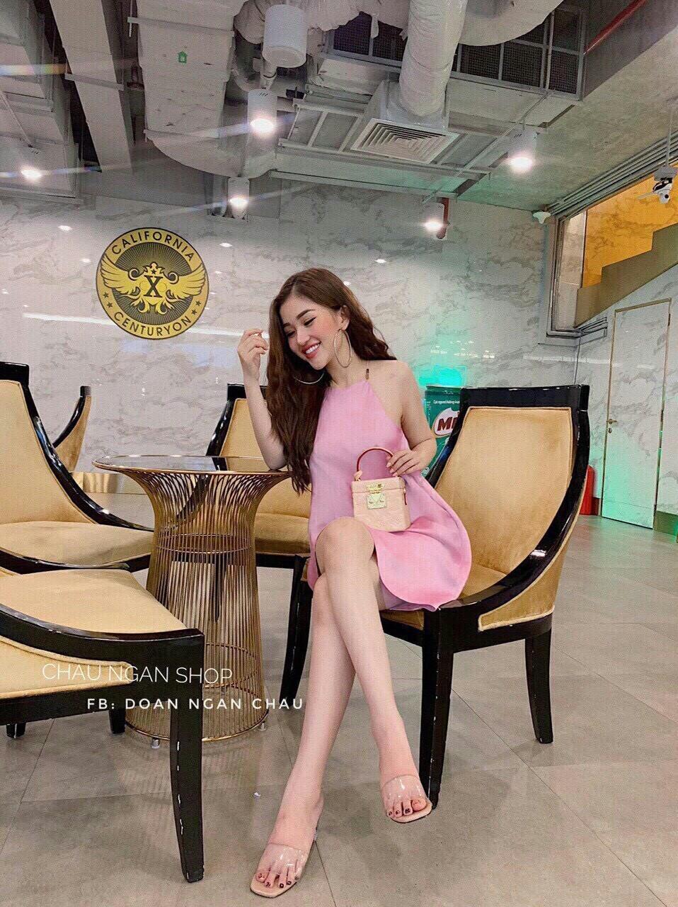 [HCM]Đầm phi lụa cổ yếm HADO4