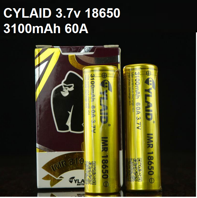 Pin sạc lithium Cylaid 3.7v 18650 xả 60A dung lượng 3100mah (bộ 2 viên)