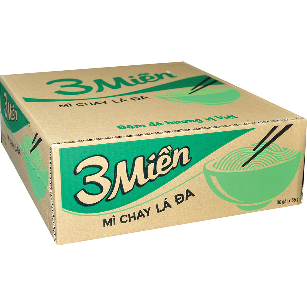 Thùng mì 3 Miền chay lá đa 65g x 30 gói