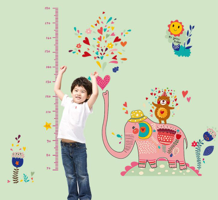 [HCM]Decal dán tường thước đo chiều cao voi phun tim