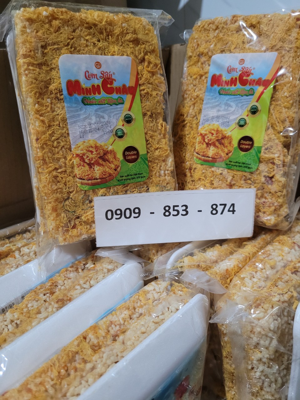 CƠM CHÁY CHÀ BÔNG/GẠO LỨT RONG BIỂN - CƠM SẤY MINH CHÂU - GÓI 250GR - GÓI 2,5 MIẾNG LỚN - đơn từ 3 gói được đóng gói chống sốcvới màng cột khí