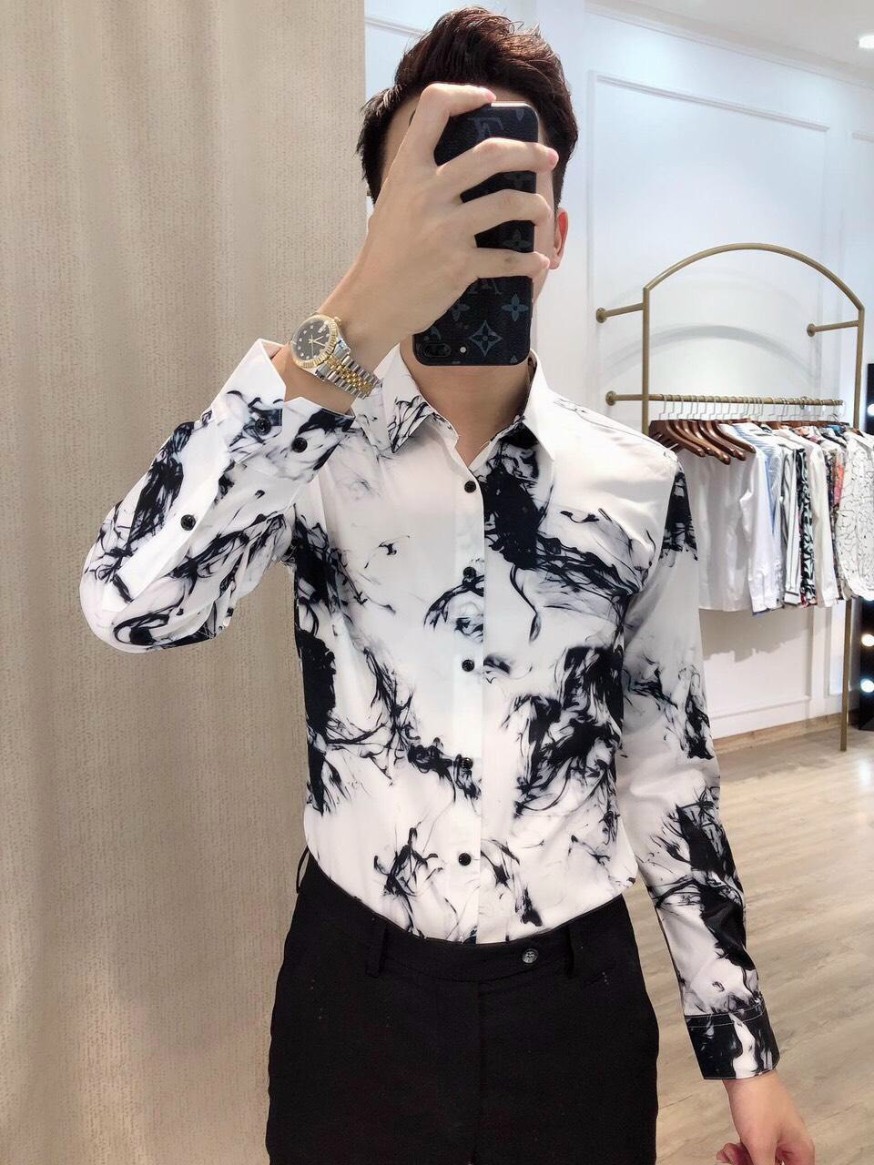 Áo sơ mi nam họa tiết lông chim cực đẹp , ngầu , tôn dáng thời trang lano store 88