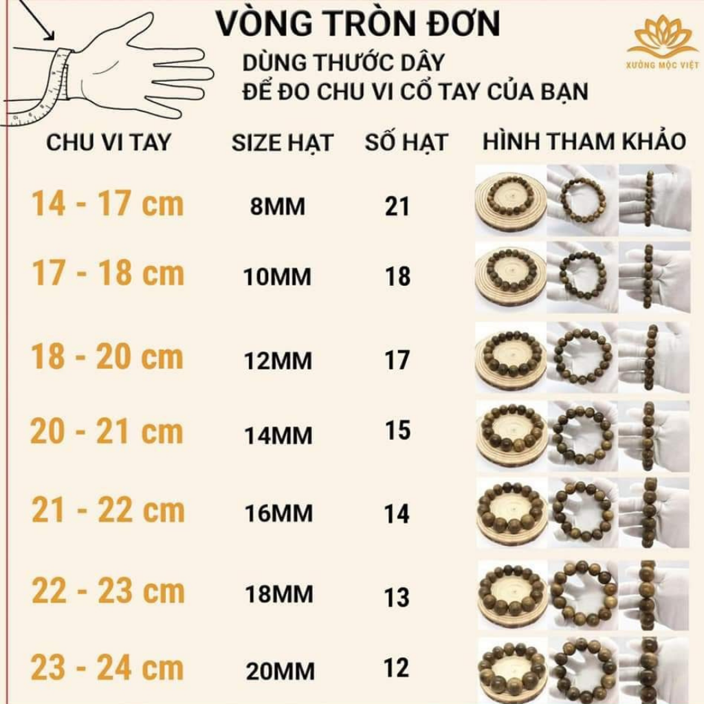 Vòng Tay Trầm Hương Hạt Tròn Xưởng Mộc Việt - Trầm Sánh Chìm Cao Cấp Size 6 - 20MM