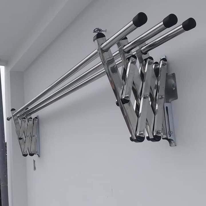 Giàn phơi xếp tường inox cao cấp có đầy đủ thanh phơi, Giàn phơi thông minh, Giàn phơi quần áo, Giàn phơi đồ inox xếp gọn, giàn phơi gắn tường