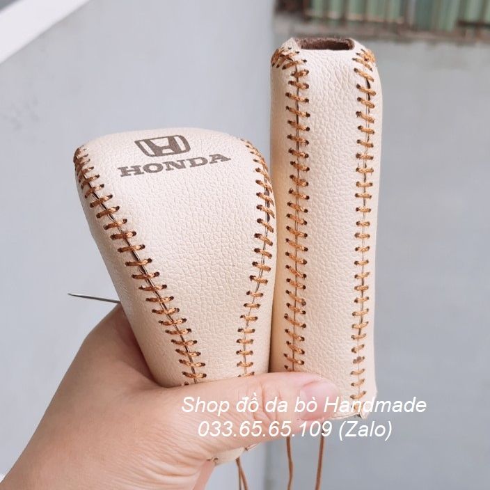 Bọc da cần số phanh tay xe Honda civic số tự động (AT) da thật 100%