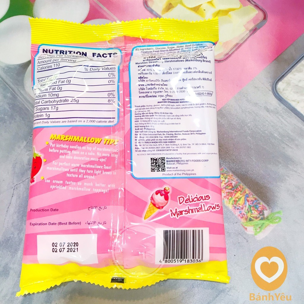 Kẹo xốp Dâu Marshmallow (80g)