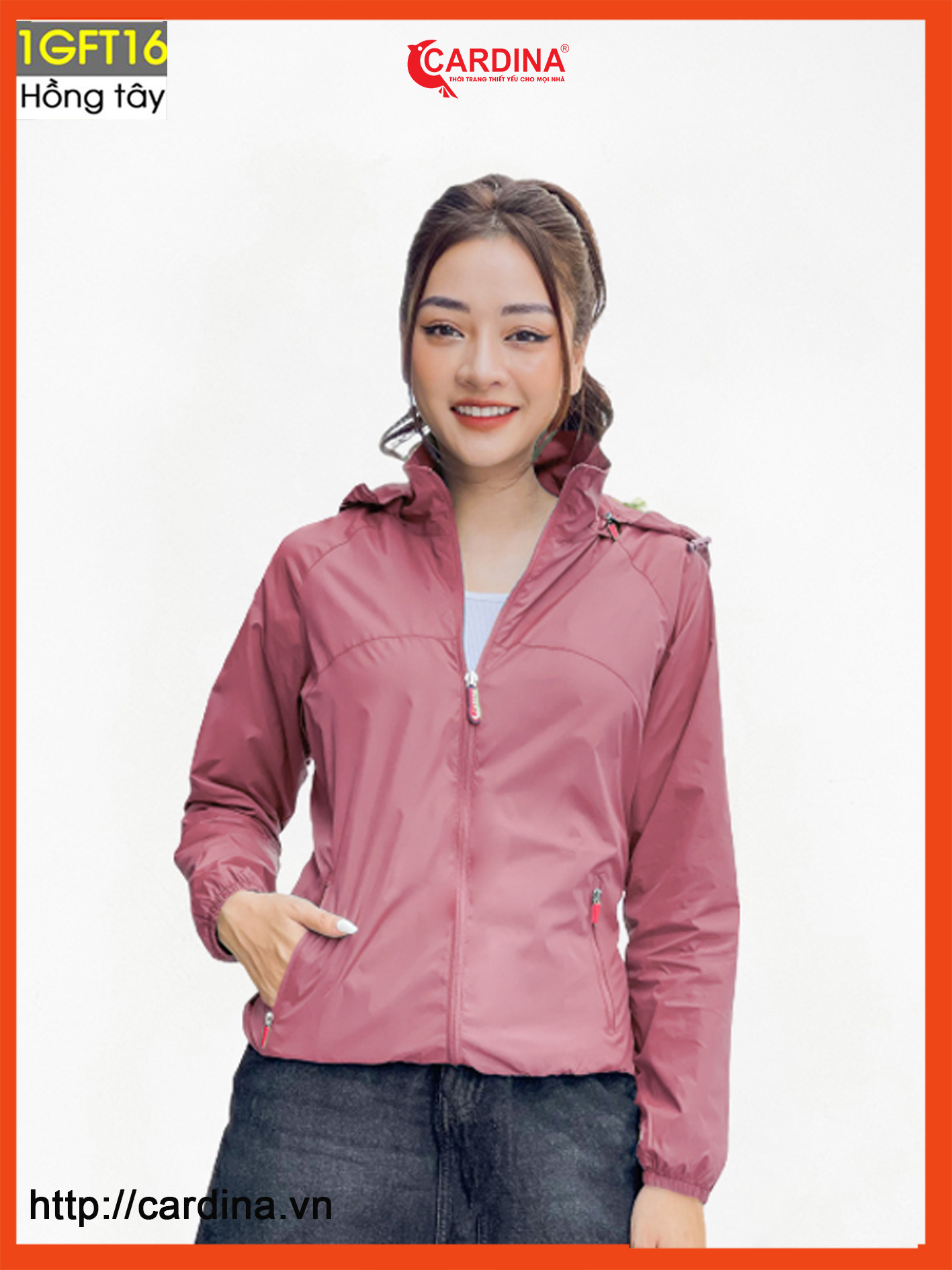 Áo Khoác Gió Nữ 𝐂𝐀𝐑𝐃𝐈𝐍𝐀 2 Lớp Chất Gió Trơn Lót Lưới Cao Cấp Cản Gió Cản Bụi Chống Nước 1GFT