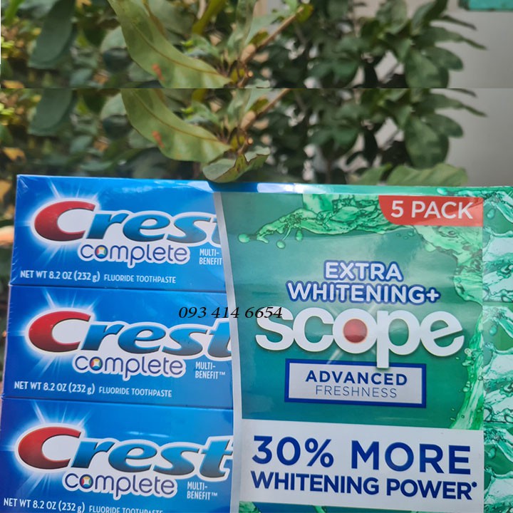 Kem Đánh Răng Crest complete Extra Whitening Scope Advanced Freshness 232g Của Mỹ