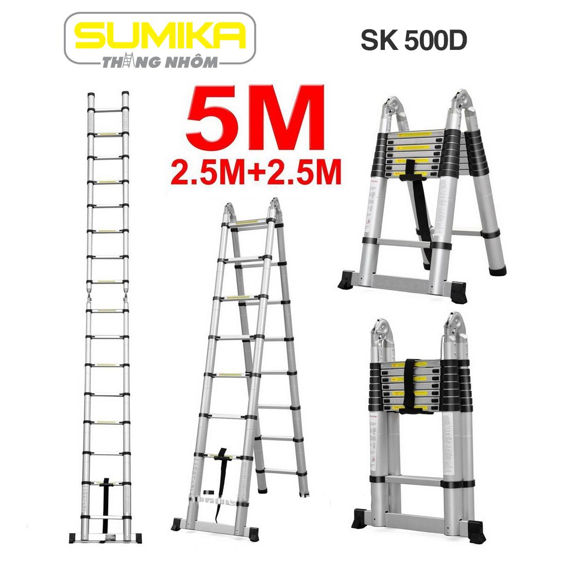 THANG NHÔM RÚT ĐÔI ĐAI NHỰA 5M SUMIKA SK500D