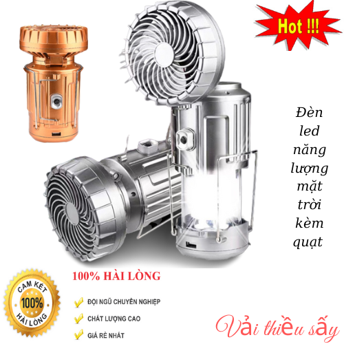 Đèn led năng lượng mặt trời kèm quạt sạc điện năng lượng mặt trời - tiện dụng