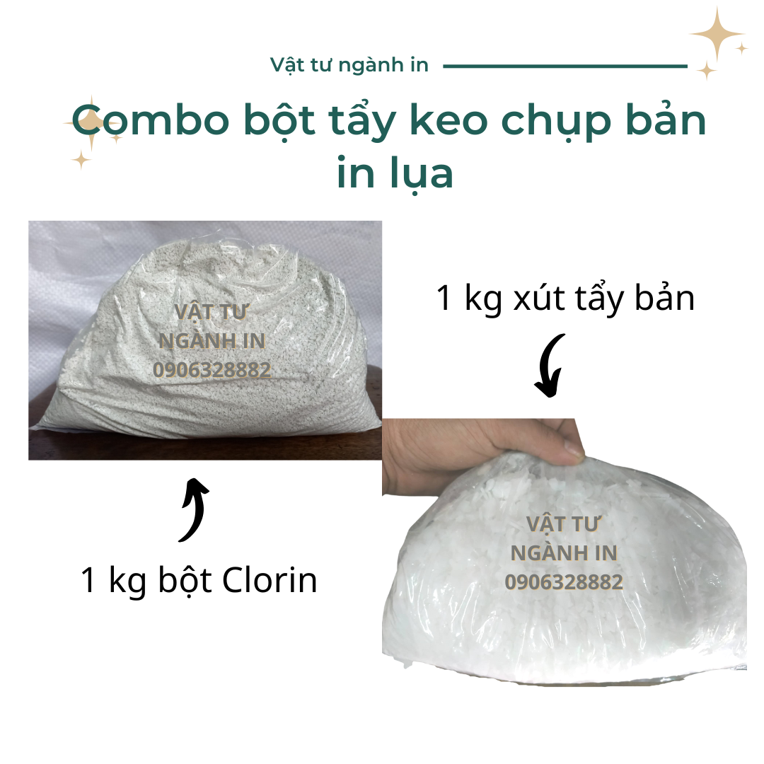 Combo bột tẩy keo chụp bản trong ngành in lụa
