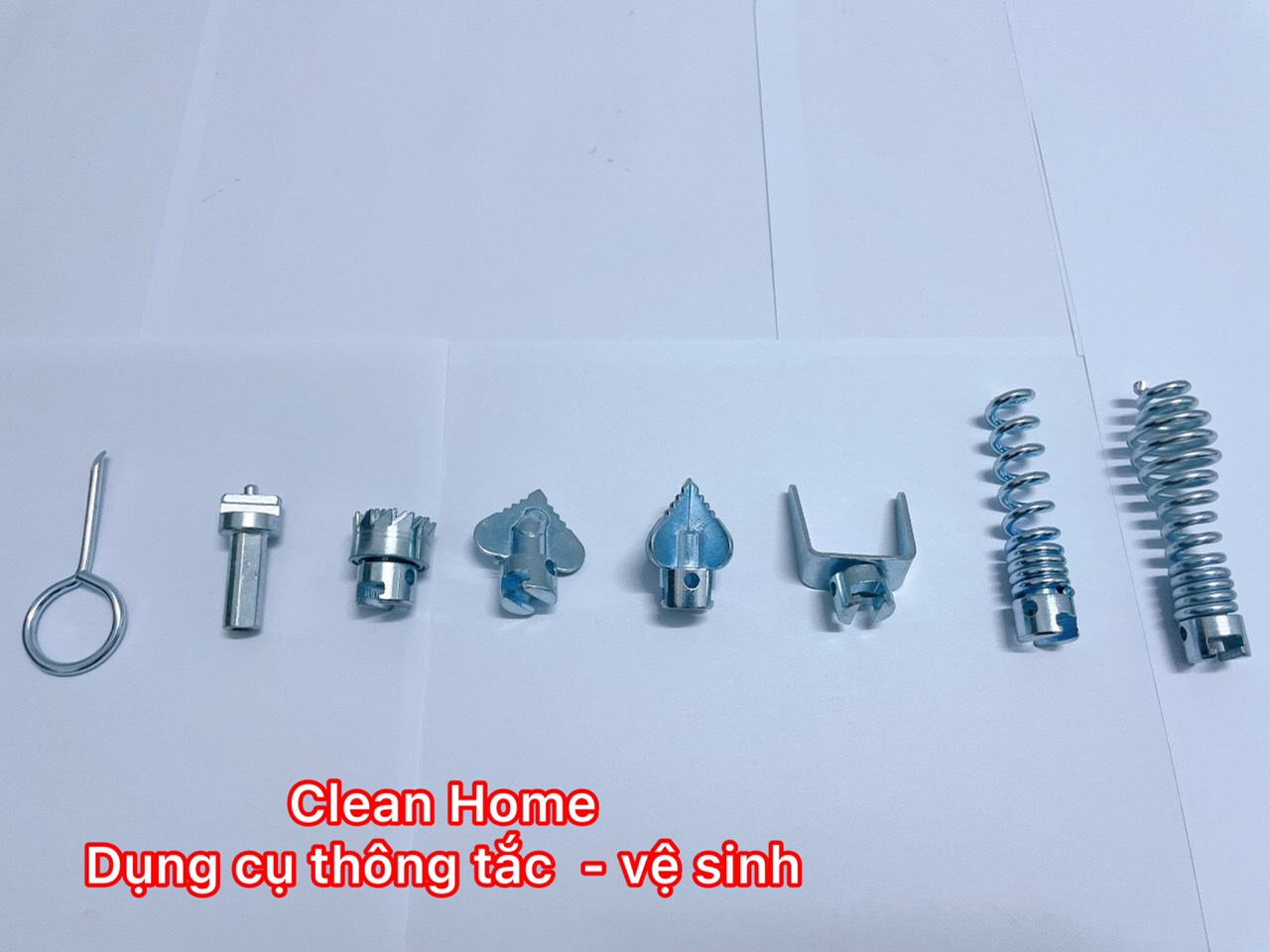 Dây lò xo thông tắc cống dùng máy khoan(dài 6m + 6đầu + 1 đầu kết nối)
