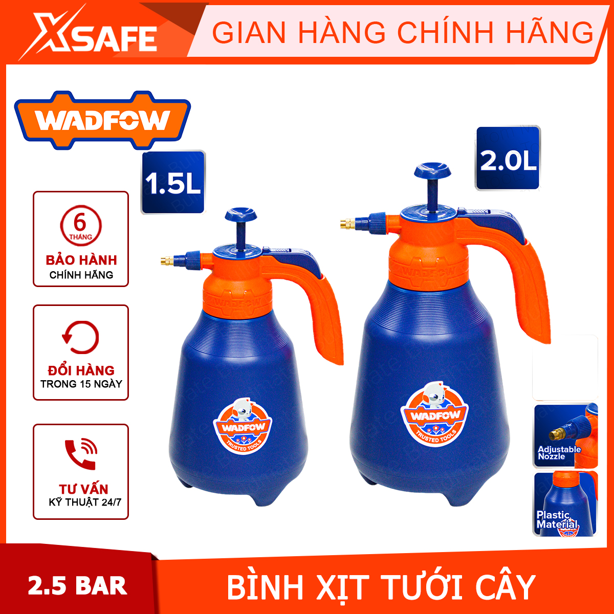 Wasfow 1.5L-2.0L mini garden spray nozzle spray jet mist safety relief valve aluminum rod