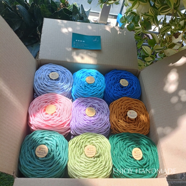 200 gram Dây thừng macrame cotton 3 xoắn, 3mm / 5mm