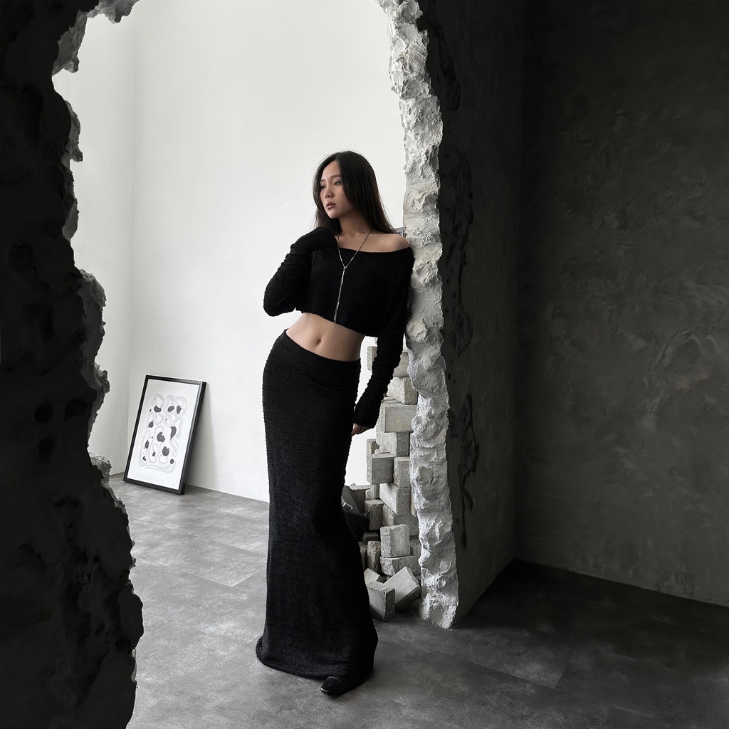 HIGHCHIC - FAIRY SET - Set váy đen lông thỏ cực slay