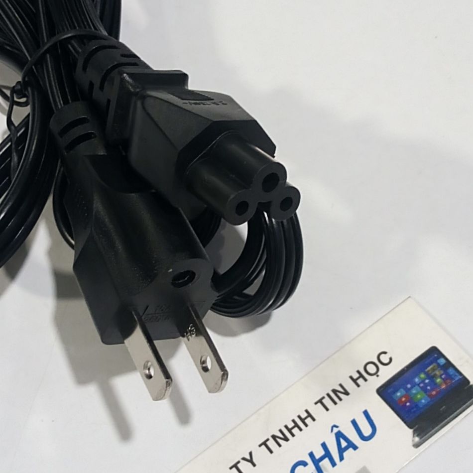 Dây nguồn Adapter Laptop (3 lổ Hoa mai) dài 1.5m (Cáp Dẹp / Cáp Tròn)