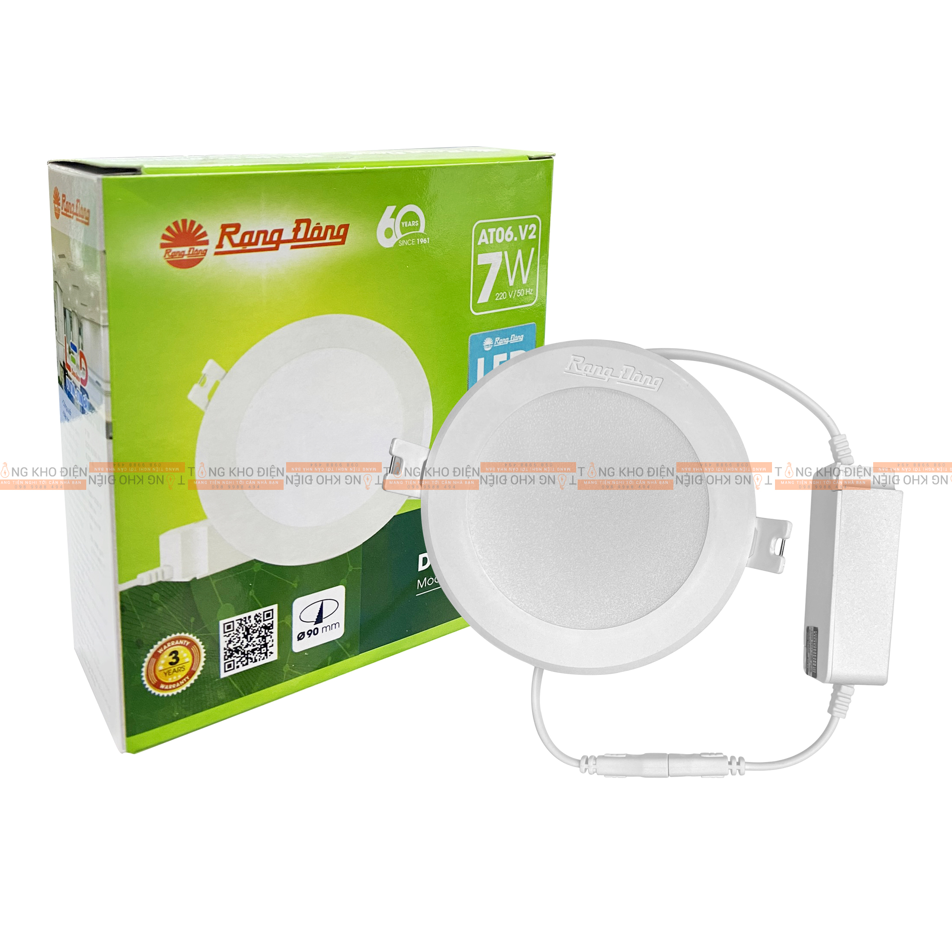 [COMBO 12 Bóng] Đèn led ầm trần downlight 7w lỗ khoét 90mm Rạng Đông
