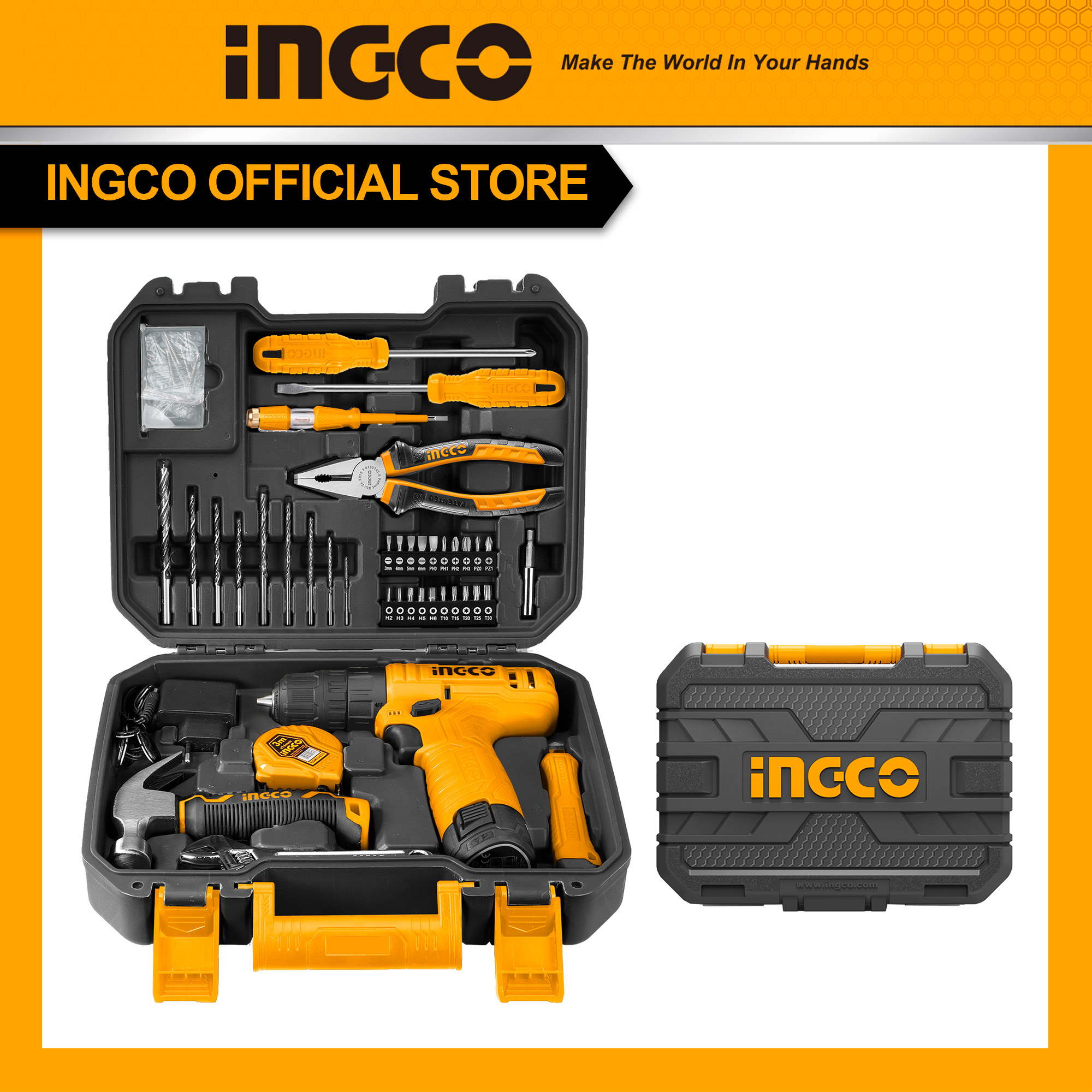 Bộ dụng cụ đa năng 81 gồm khoan pin và phụ kiện ingco hkthp10811