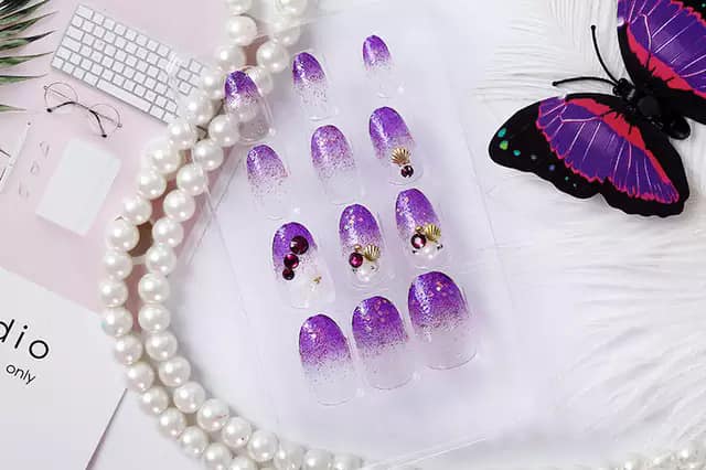 Bộ 24 Móng tay giả , nail giả A39 ,móng nhọn  ( Tặng kèm keo dán móng )