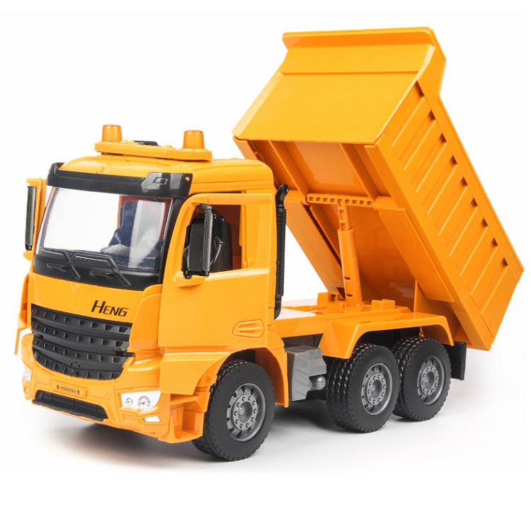 Xe ô tô tải ben cỡ lớn đồ chơi trẻ em bằng nhựa cao cấp xe có đèn và âm thanh chạy đẩy trớn bằng bánh đà