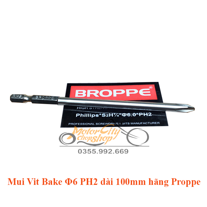 Mũi Vít Bake Phi 6 PH2 Chuôi Lục Giác Cho Máy Khoan, Bắn Vít