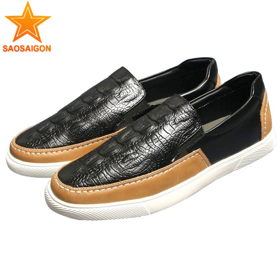 [Hoàn Tiền 15%] Giày lười nam giả da cá sấu thân nhẹ đế chống trượt bền đẹp SG574 Saosaigon