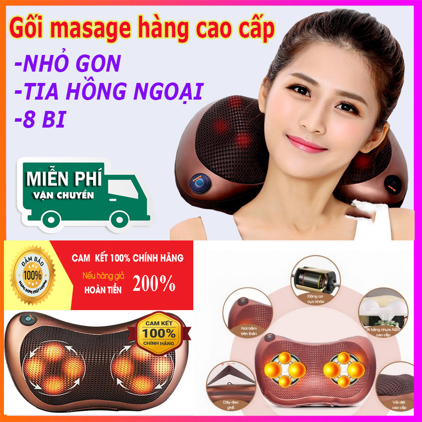 [FREESHIP - GIÁ SỈ] Gối Massage Đa Năng Máy Hồng Ngoại 8 Bi Thế Hệ Mới. Mát Xa Các Cơ Huyệt Xoa Bóp Chống Nhức Mỏi Nhanh Chóng Giảm Căng Thẳng - Giá Cực Sốc - Bảo Hành Toàn Quốc Trong Thời Gian 12 Tháng