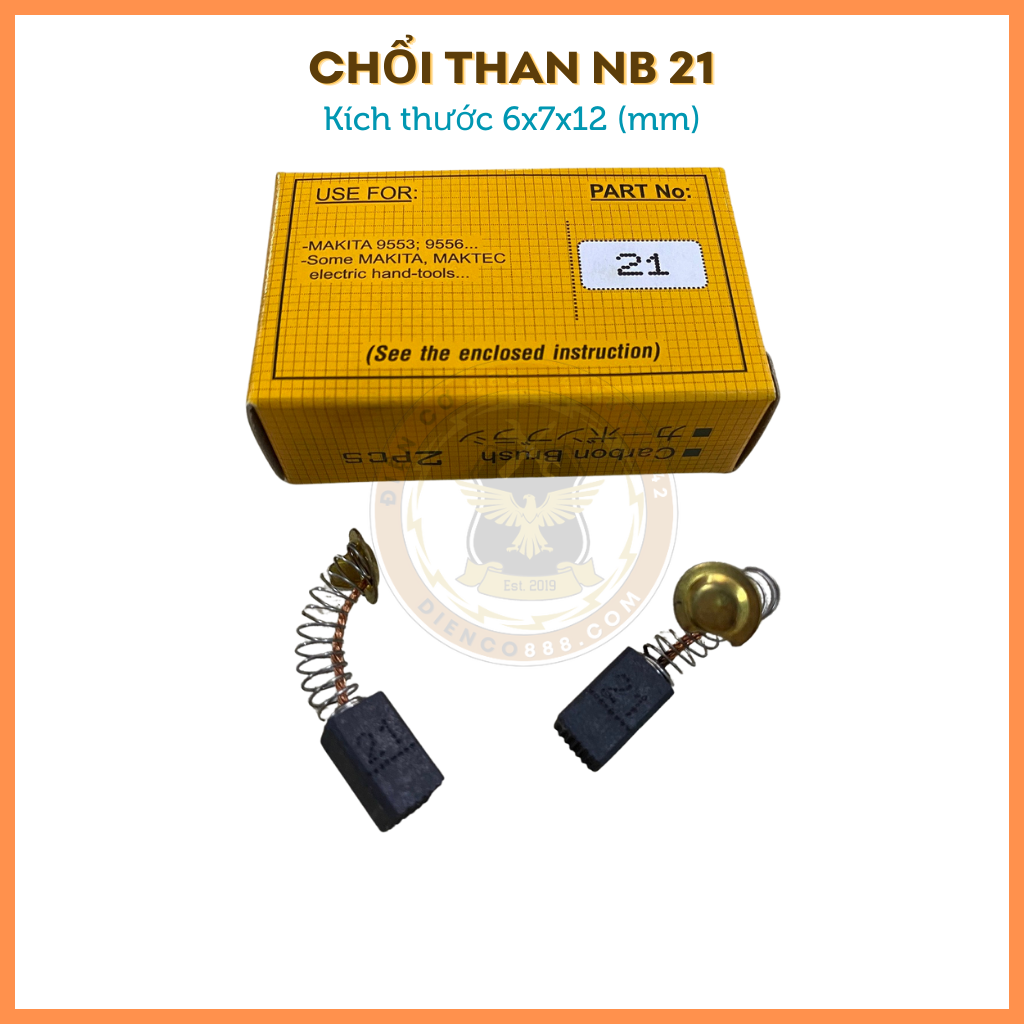 Chổi than 21 NB kích thước 6x7x12mm