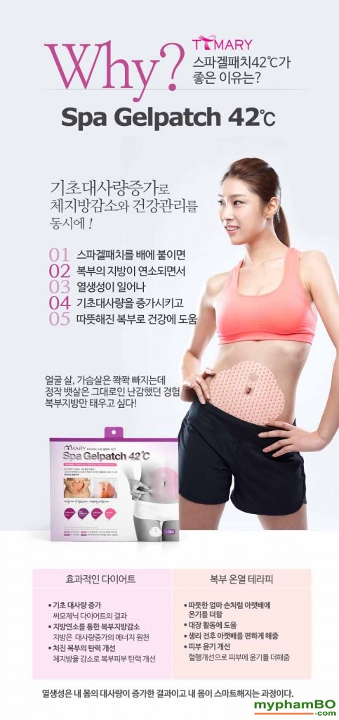 Miếng Dán Tan Mỡ Bụng Spa Gel Patch 42°C Hàn Quốc