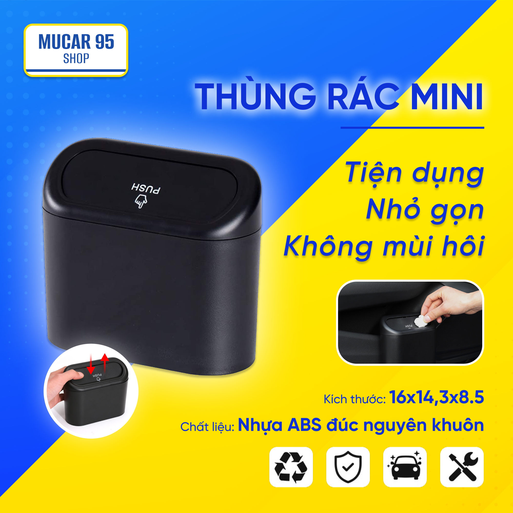 [HCM]Thùng rác thông minh siêu gọn siêu tiện lợi dùng trên ô tô xe hơi