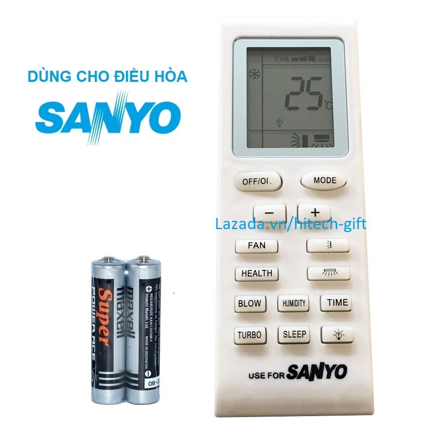 Remote Điều Khiển Máy Lạnh Máy Sanyo Điều Hòa Không Khí SAP-K9AP Kèm Pin