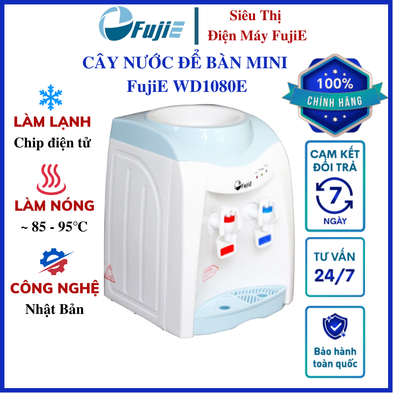 Cây nước nóng lạnh để bàn mini FujiE WD1080E công nghệ Nhật Bản làm nóng, làm lạnh nhanh chóng, công suất làm nóng 5L/giờ, nhập khẩu chính hãng bảo hành 24 tháng