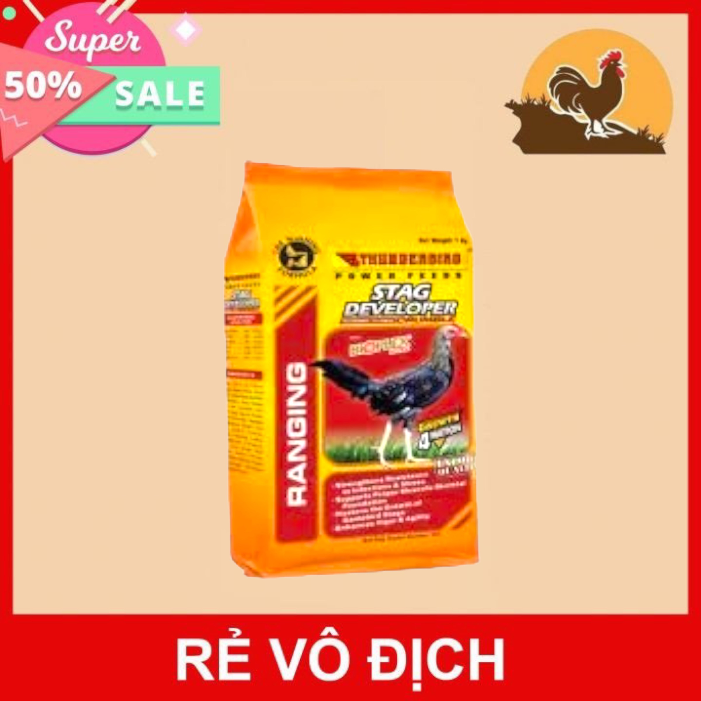 STAG DEVELOPER thức ăn cho gà đá 1 đến 4 tháng BỊCH 1KG