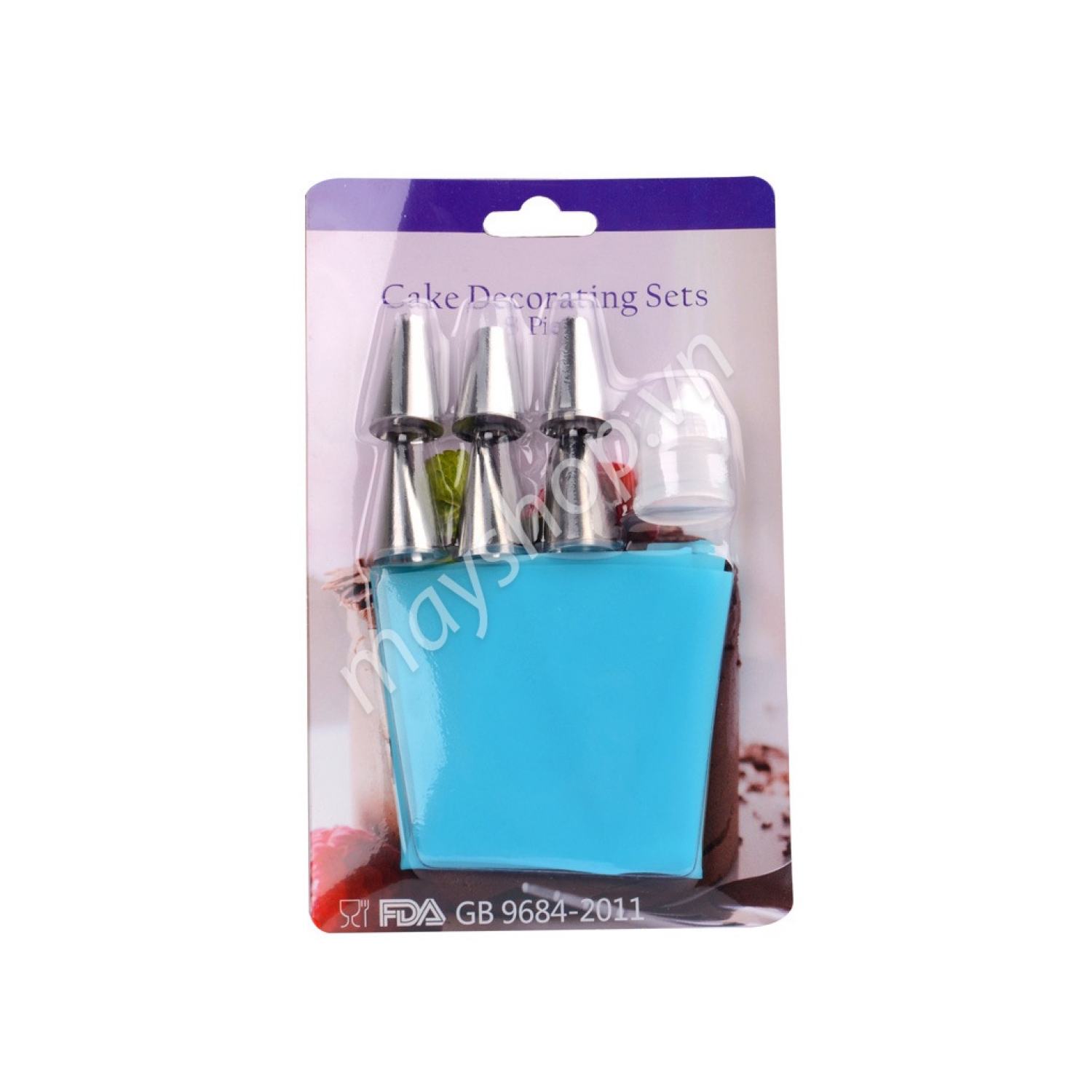 Bộ 6 đui bắt kem, kèm chốt đui, túi bắt bông kem silicone